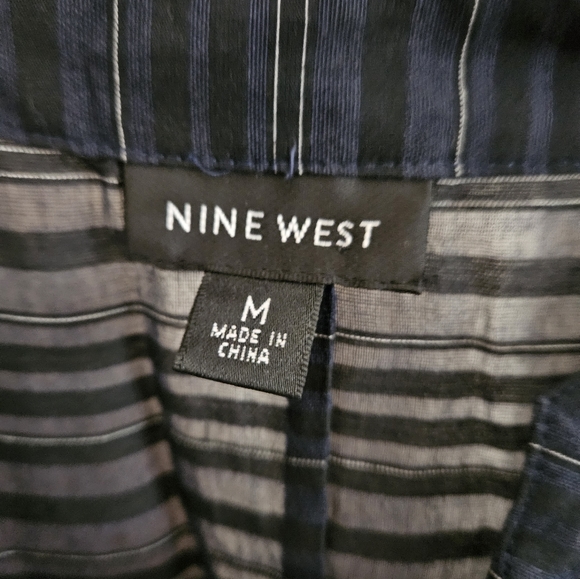 NWOT Nine West blue & black pinstripe A-line shirt dress Womens Medium - Picture 6 of 6